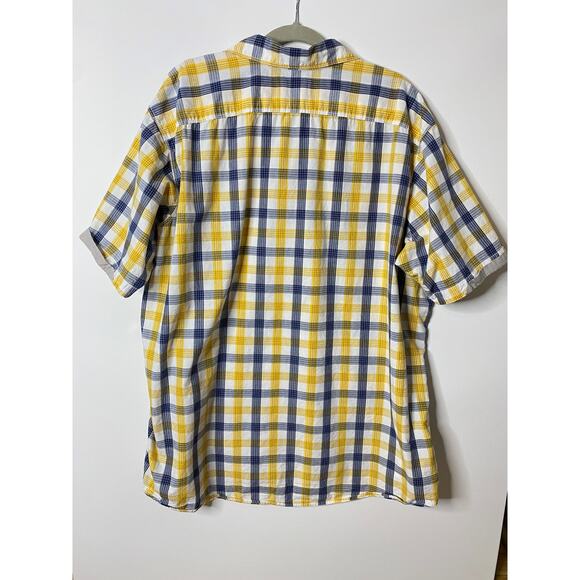 Cutter & Buck Yellow plaid short sleeve button down shirt size 2X big and tall - Picture 2 of 5
